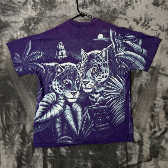 Vintage Harlequin Nature All Over Print T-Shirt Size Large Cheetah - Picture 6 of 7